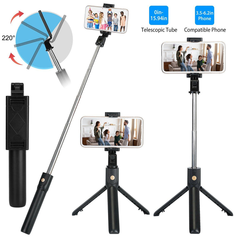 Wireless Selfie Stick Extendable Tripod with Detachable Remote Shutter for 3.5-6.2" Phone Mobile Accessories - DailySale