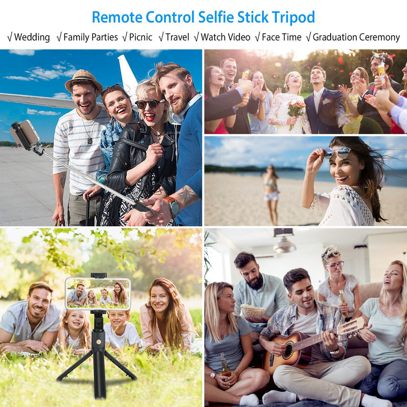 Wireless Selfie Stick Extendable Tripod with Detachable Remote Shutter for 3.5-6.2" Phone Mobile Accessories - DailySale