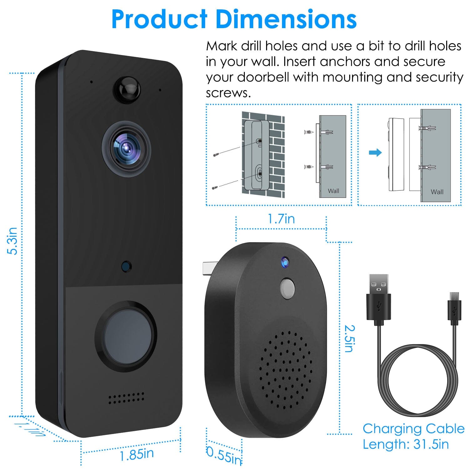 Wireless Smart Wi-Fi Video Doorbell Smart Home & Security - DailySale