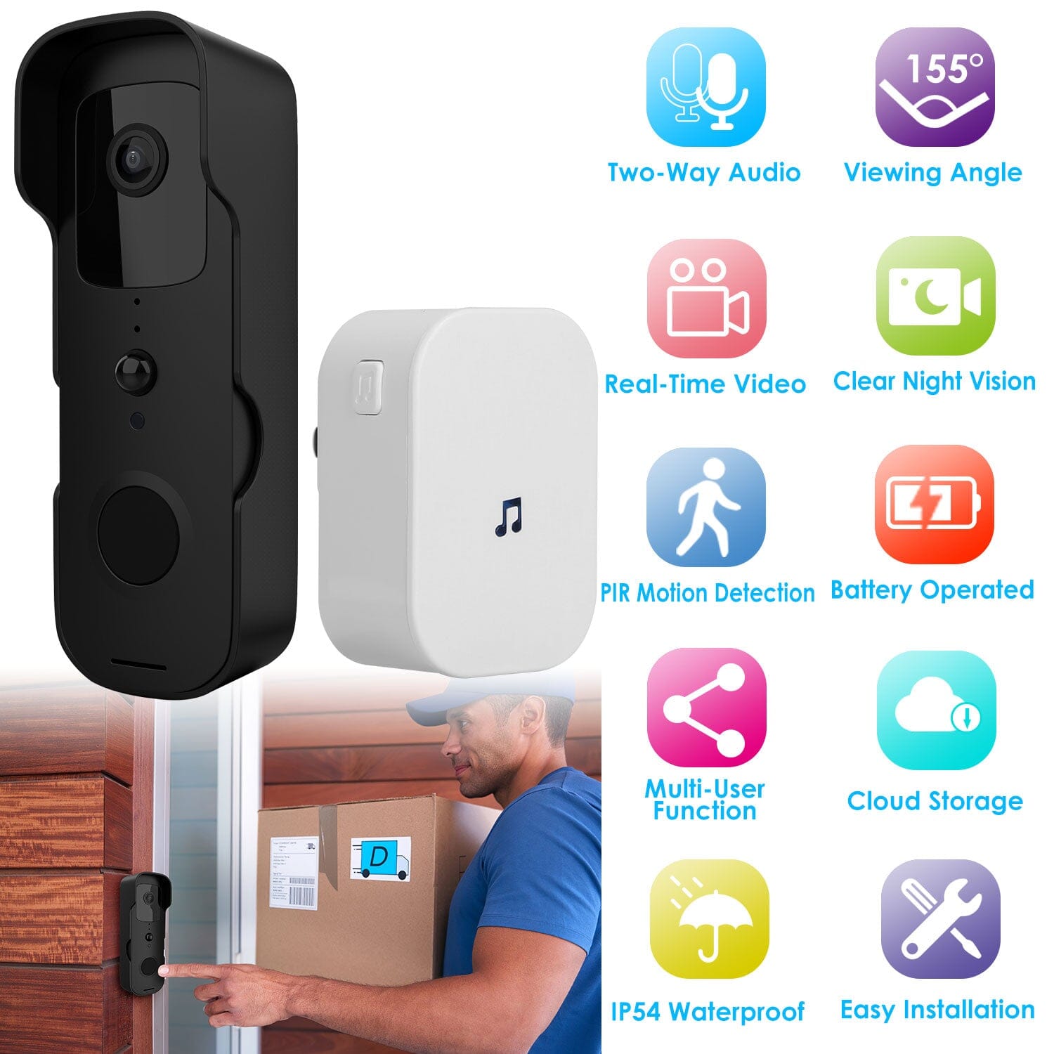 Wireless Smart WIFI Video Doorbell Two Way Audio Smart Home & Security - DailySale