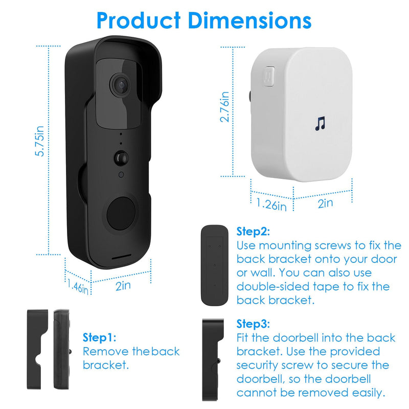 Wireless Smart WIFI Video Doorbell Two Way Audio Smart Home & Security - DailySale