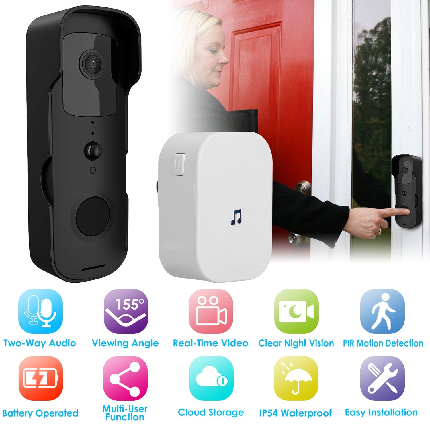 Wireless Smart WIFI Video Doorbell Two Way Audio Smart Home & Security - DailySale