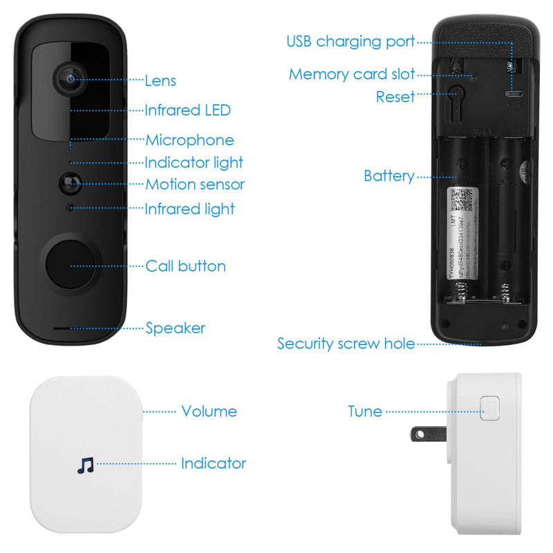 Wireless Smart WIFI Video Doorbell Two Way Audio Smart Home & Security - DailySale