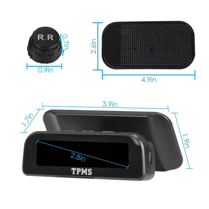 Wireless Solar Car Tire Pressure Monitoring System Auto Tire Pressure with Sensors Temperature Alarm Automotive - DailySale
