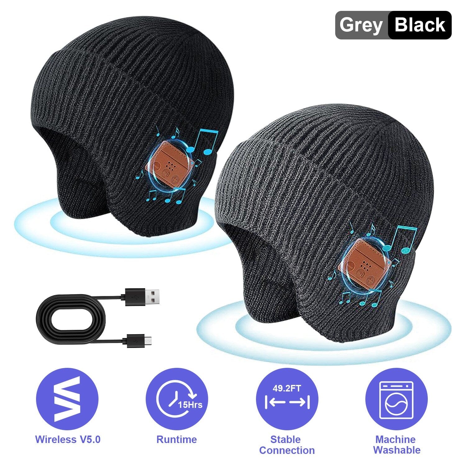 Wireless V5.0 Beanie Hat with Headphones USB Rechargeable Women's Shoes & Accessories - DailySale