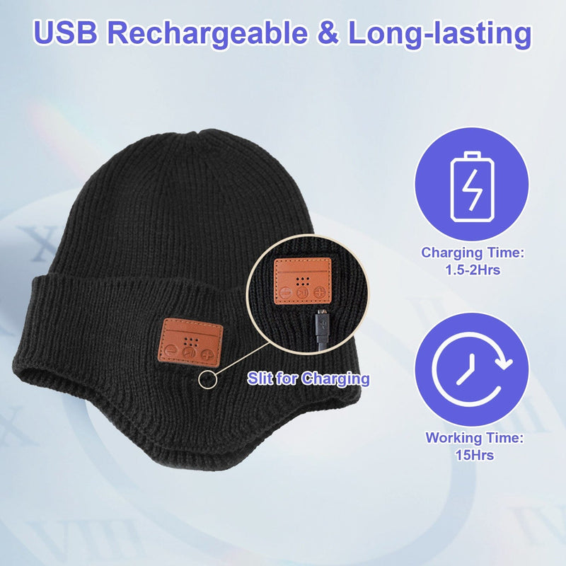 Wireless V5.0 Beanie Hat with Headphones USB Rechargeable Women's Shoes & Accessories - DailySale