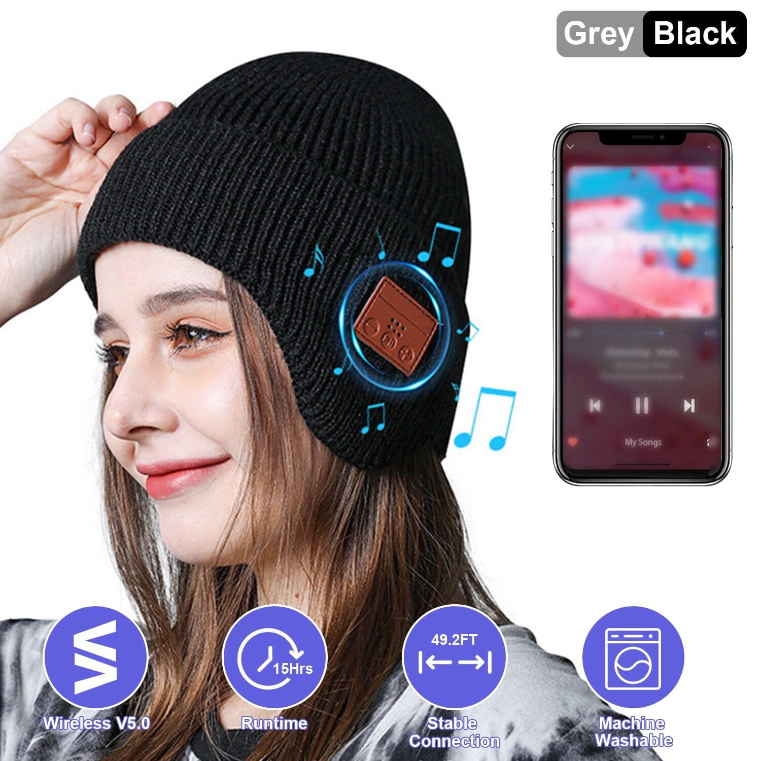 Wireless V5.0 Beanie Hat with Headphones USB Rechargeable Women's Shoes & Accessories - DailySale