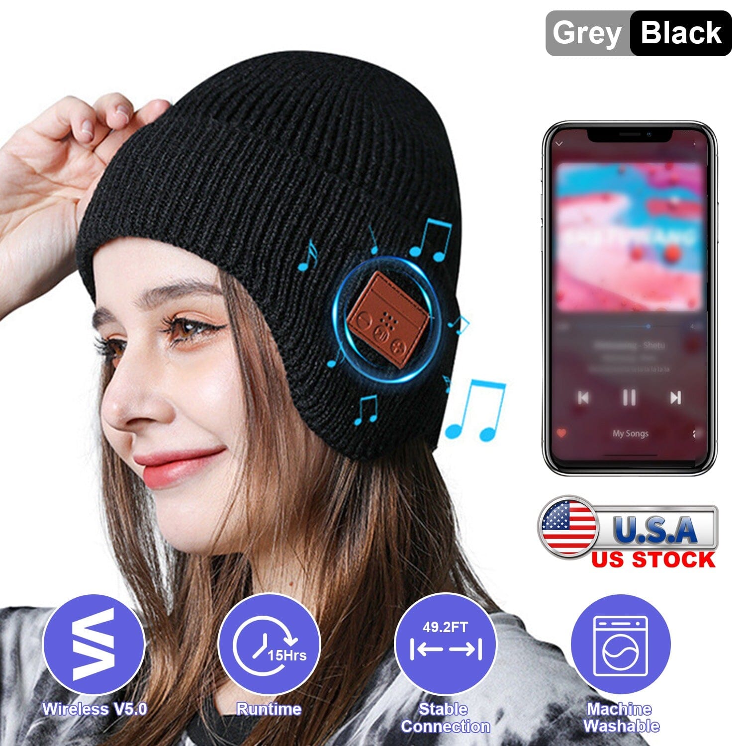 Wireless V5.0 Beanie Hat with Headphones USB Rechargeable Women's Shoes & Accessories - DailySale