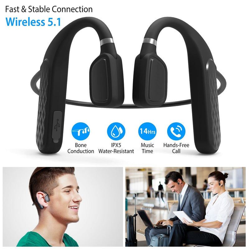Wireless V5.1 Bone Conduction Earphones with Sensitive Mic Headphones - DailySale