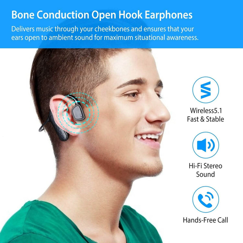 Wireless V5.1 Bone Conduction Earphones with Sensitive Mic Headphones - DailySale
