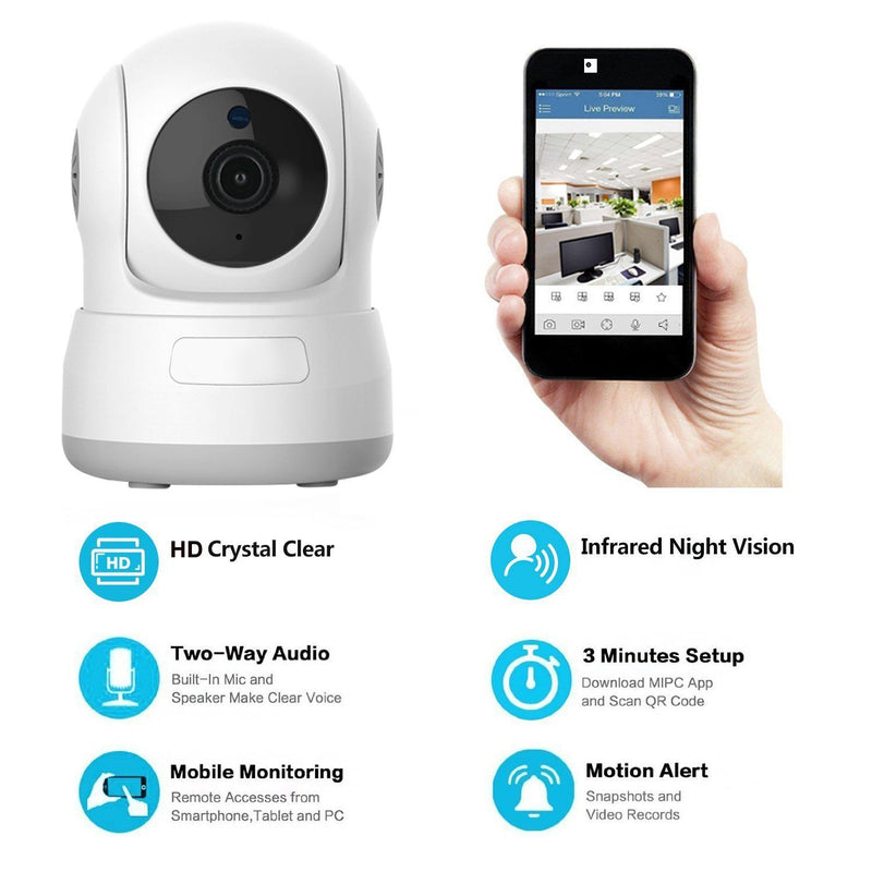 Wireless WIFI Pan Tilt HD Security Network Indoor CCTV IP Camera Night Vision Camera, TV & Video - DailySale