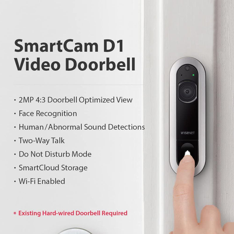 Wisenet SmartCam D1 Wired Video Doorbell for Home Security Cameras & Drones - DailySale