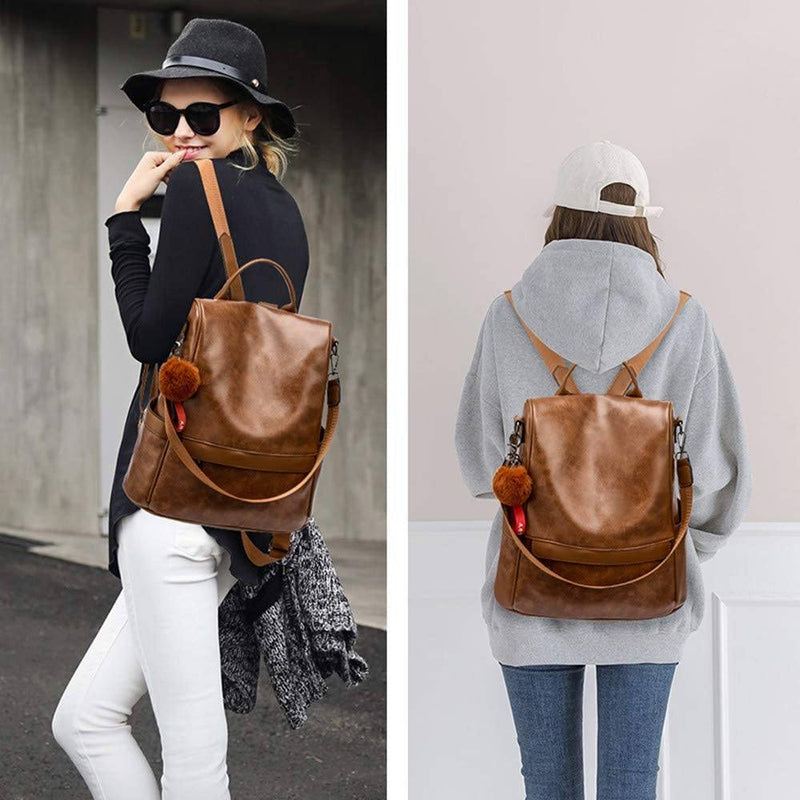 Women Backpack Purse PU Leather Anti-theft Casual Shoulder Bag Bags & Travel - DailySale