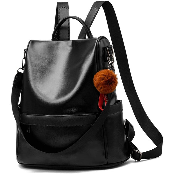 Women Backpack Purse PU Leather Anti-theft Casual Shoulder Bag Bags & Travel M Black - DailySale