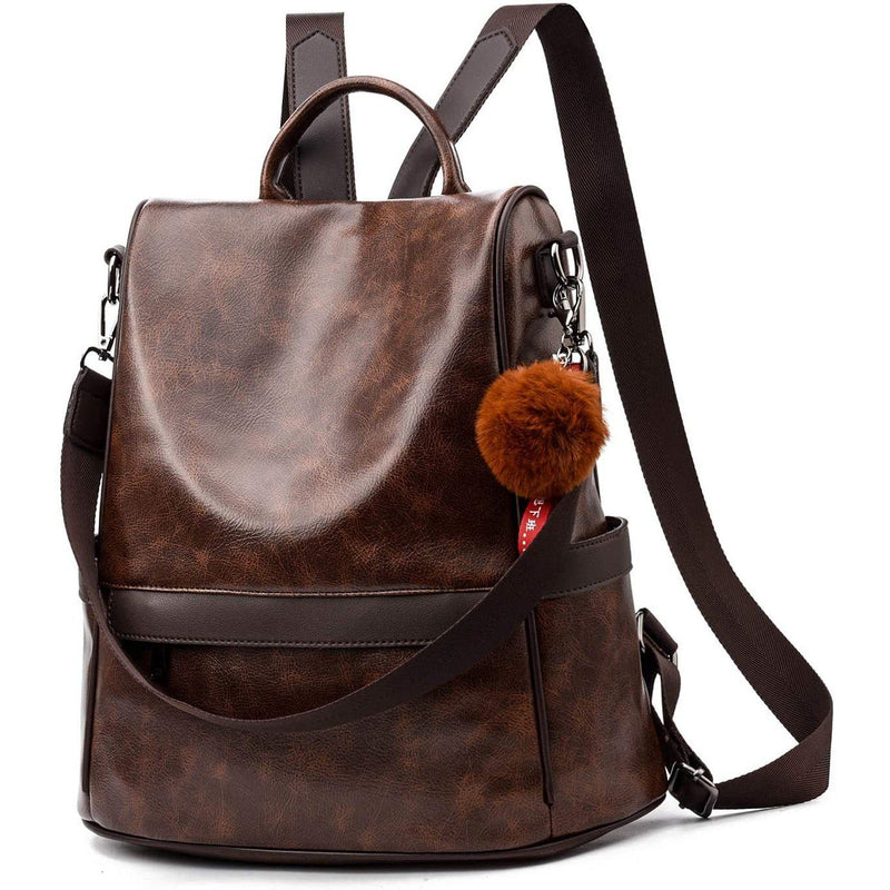 Women Backpack Purse PU Leather Anti-theft Casual Shoulder Bag Bags & Travel M Brown - DailySale
