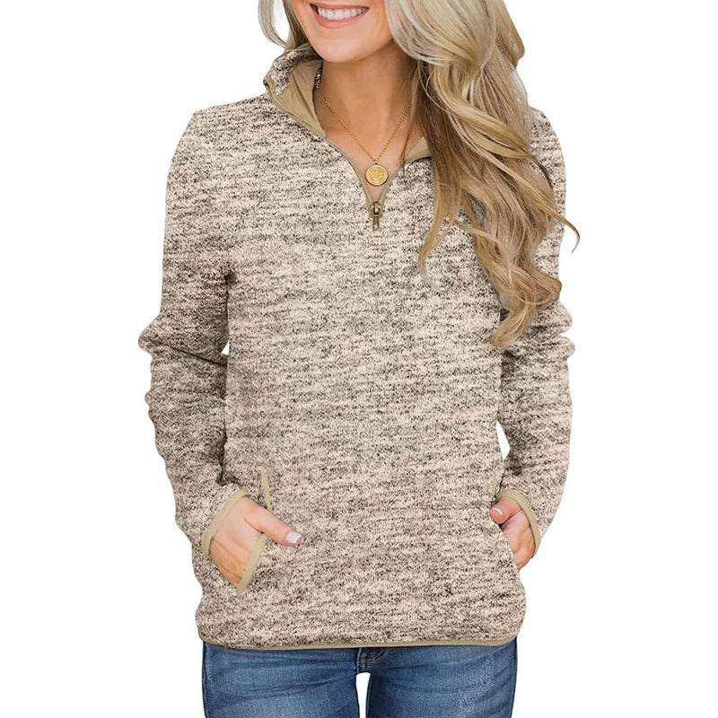 Women Casual Long Sleeve Stand Collar with Pockets