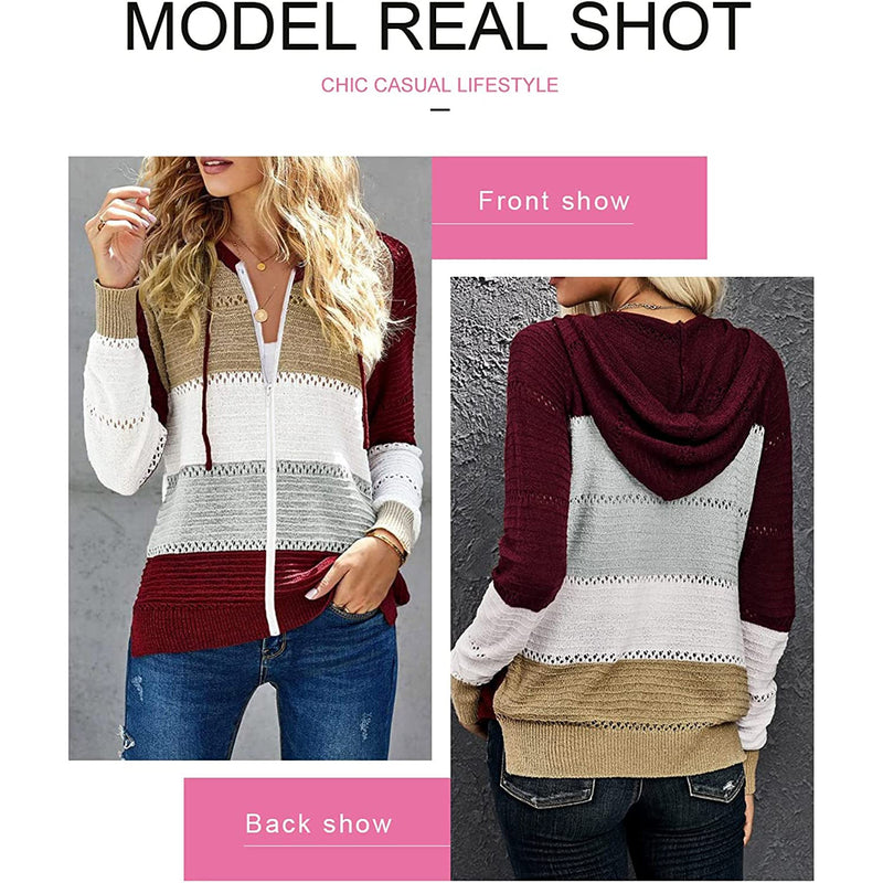 Women Casual Long Sleeve Zip Up Hooded Sweatshirt Hoodies