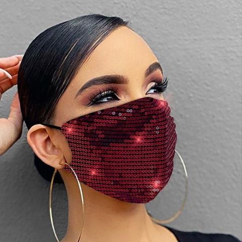 Women Fashion Sequins Breathable Washable and Reusable Mouth Mask Face Masks & PPE Red - DailySale