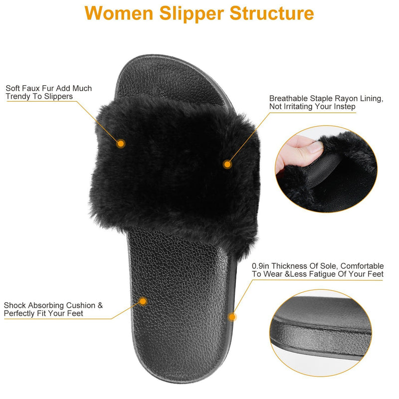 Women Faux Fur Slippers Open Toe Women's Clothing - DailySale