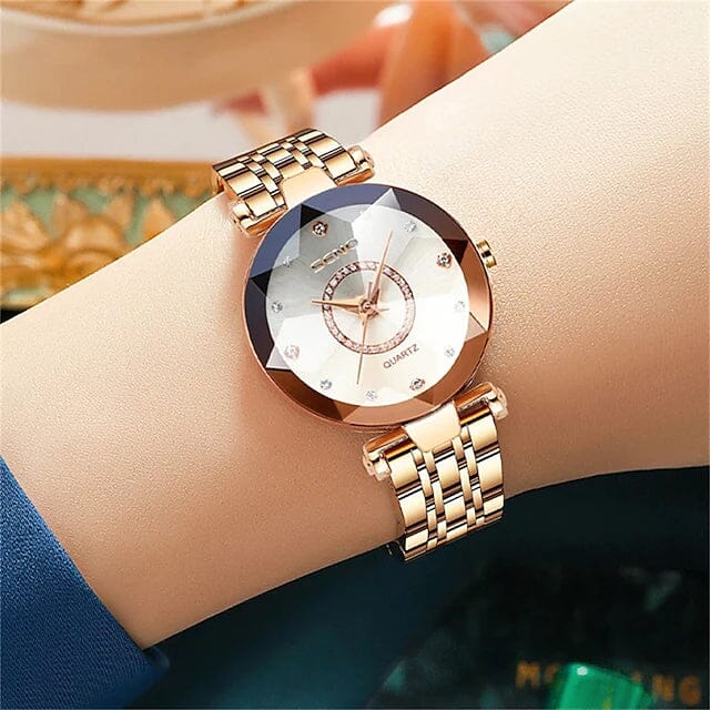 Women Golden and Silver Classic Quartz Watch Women's Shoes & Accessories - DailySale