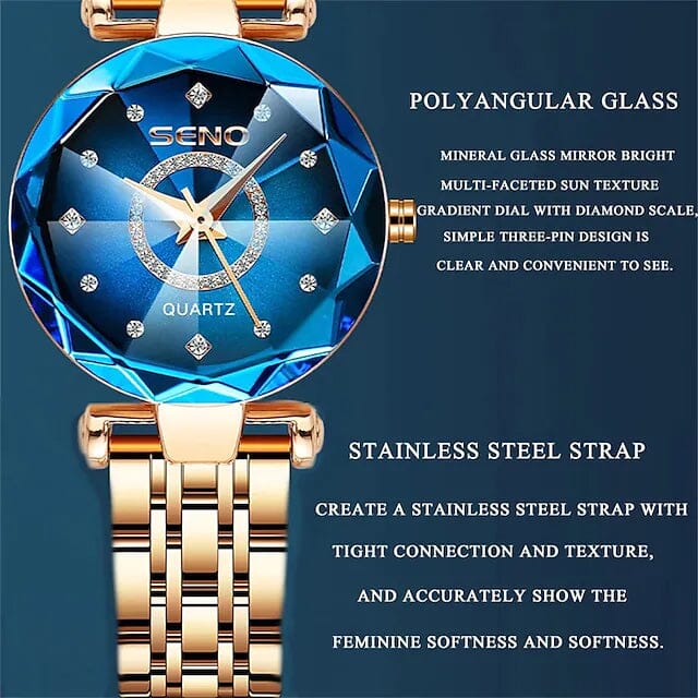 Women Golden and Silver Classic Quartz Watch Women's Shoes & Accessories - DailySale