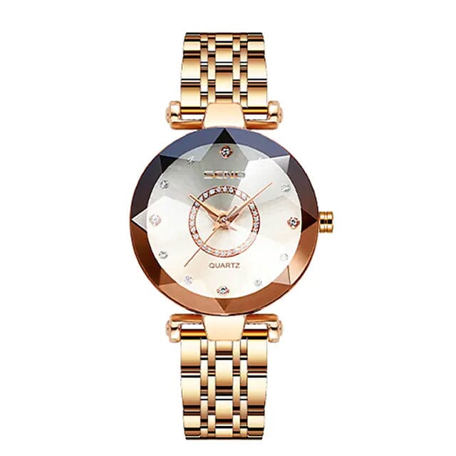 Women Golden and Silver Classic Quartz Watch Women's Shoes & Accessories White - DailySale