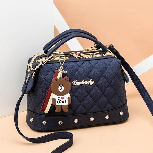 Women Leather Handbags Bag Women's Accessories Navy Blue - DailySale