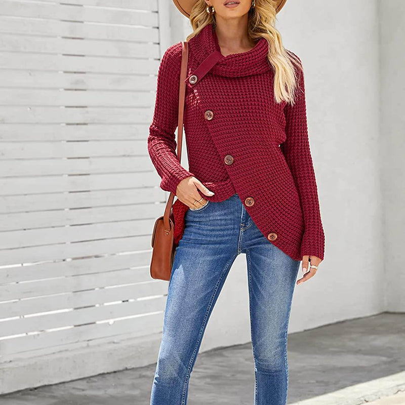 Women Long Sleeve Asymmetric Wrap Pullover Sweater Jumper Tops
