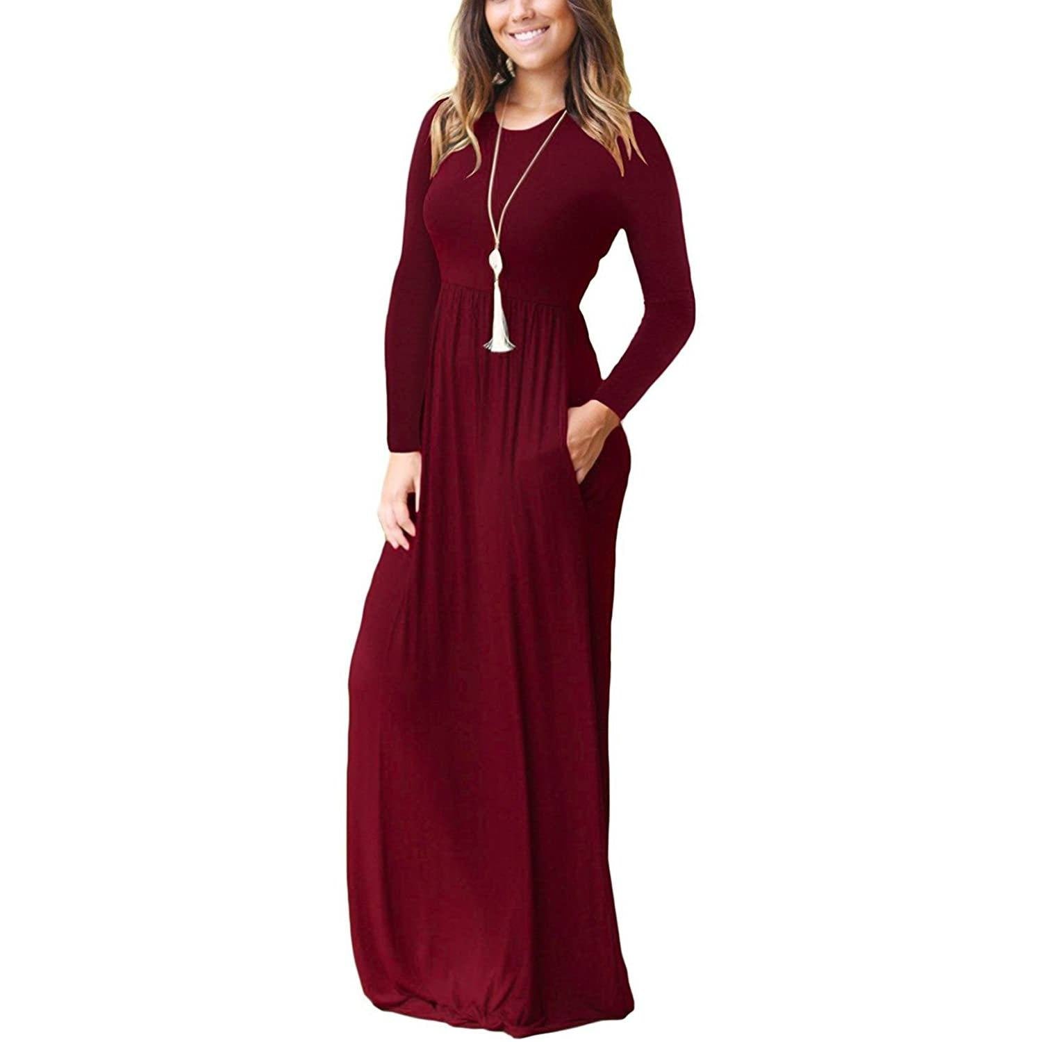 Isolde Long Sleeve Off The Shoulder Maxi Dress in Red | Oh Polly