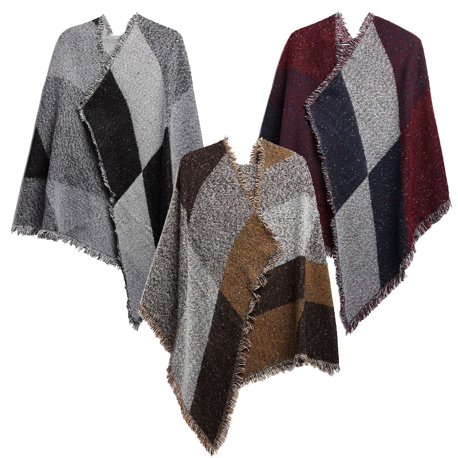 Women Long Soft Knitted Shawl Extra Thick Plaid Blanket Wrap Cape Women's Shoes & Accessories - DailySale