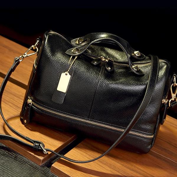 Women PU Leather Tote Handbag Pillow Shoulder Crossbody Satchel Bag Bags & Travel Black - DailySale
