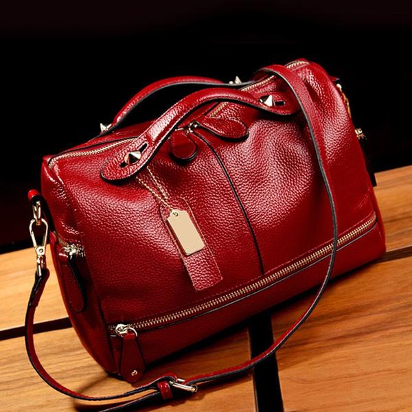 Women PU Leather Tote Handbag Pillow Shoulder Crossbody Satchel Bag Bags & Travel Red - DailySale