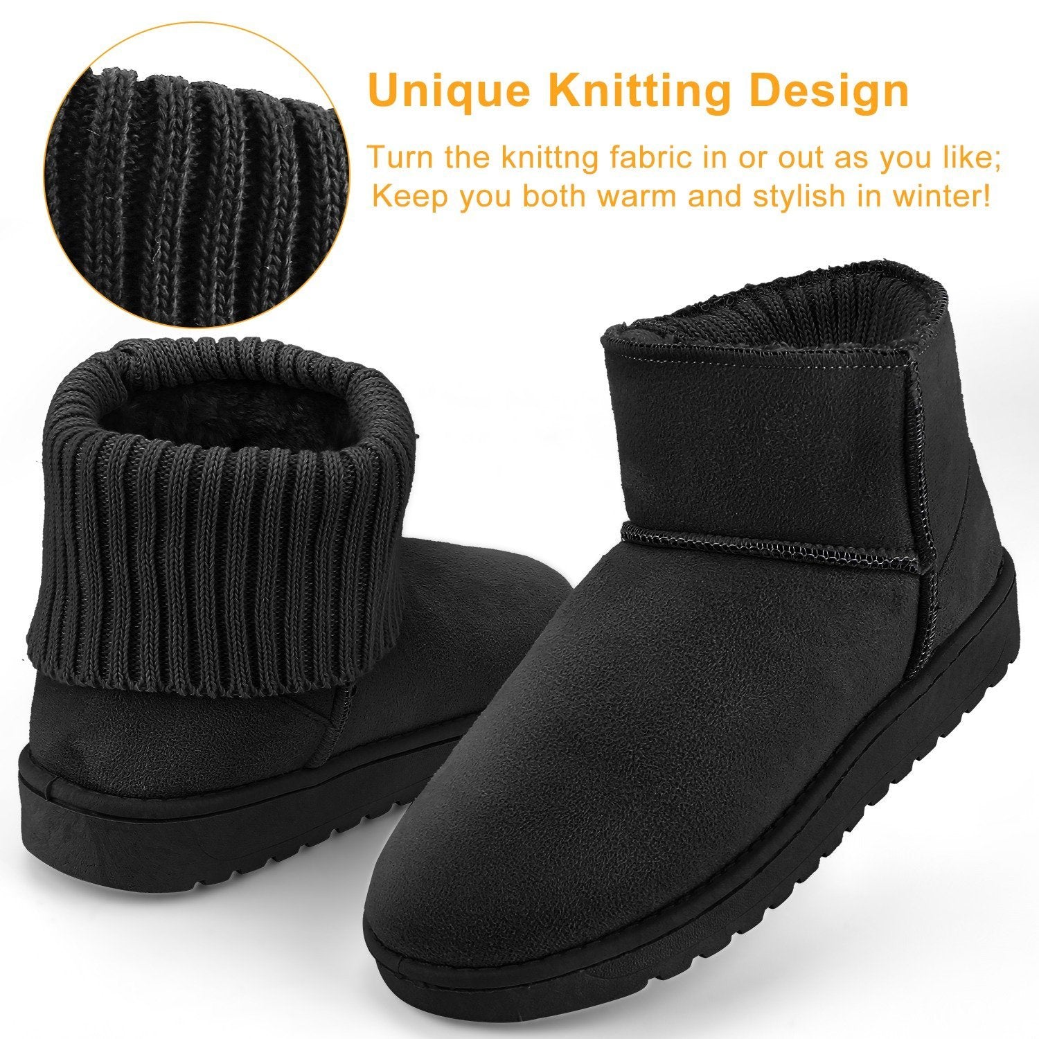 Women Suede Mid-Calf Snow Boot with Anti-slip Rubber Base Women's Clothing - DailySale