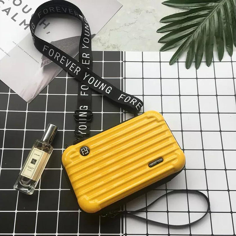 Women Suitcase Box Shape Crossbody Shoulder Bag Letter Band Travel Carrying Bags & Travel Yellow - DailySale