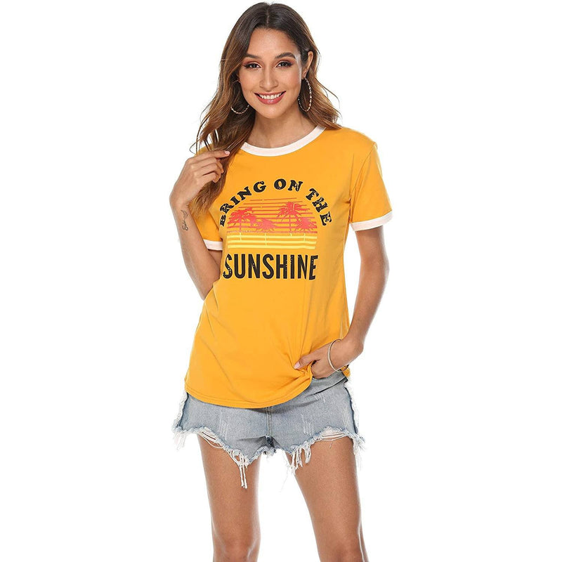 Women Sunshine Graphic Long Sleeves Tees Blouses - DailySale