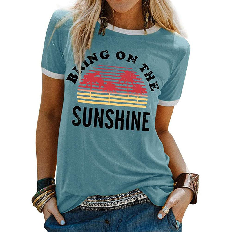 Women Sunshine Graphic Long Sleeves Tees Blouses - DailySale