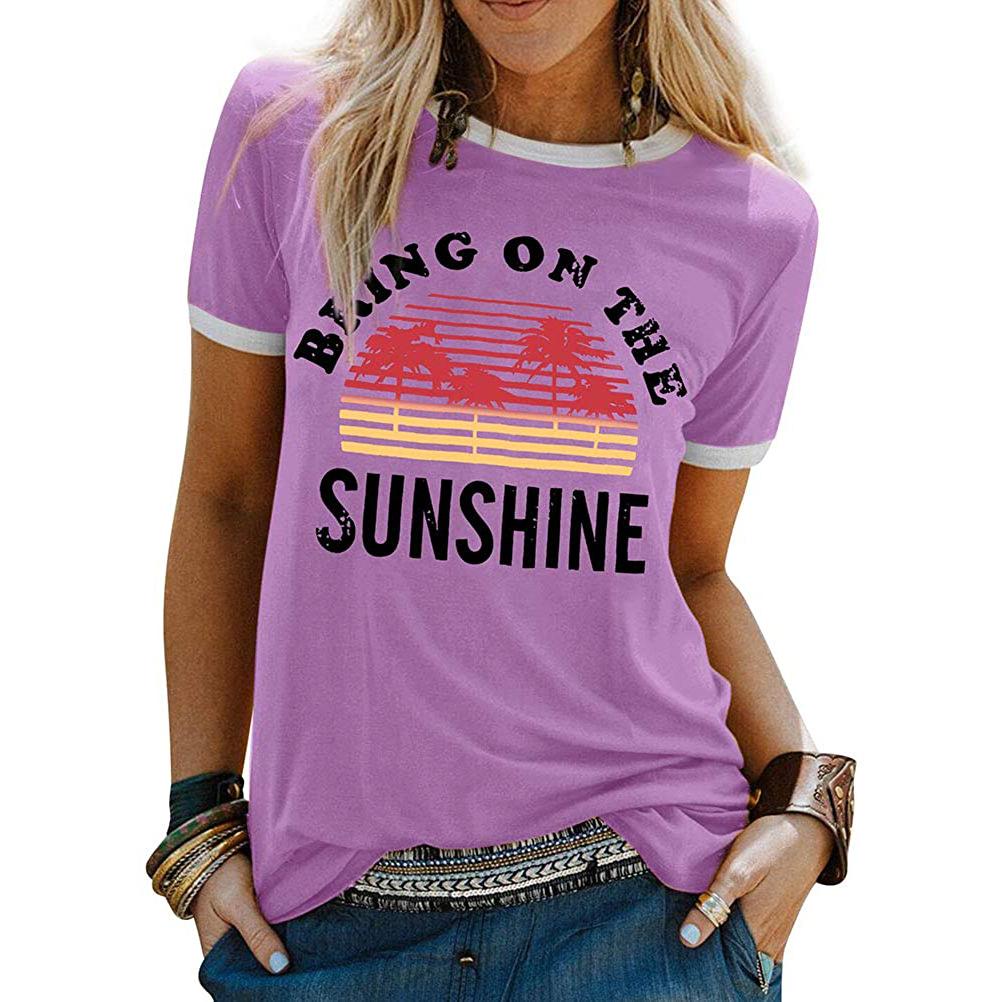 Women Sunshine Graphic Long Sleeves Tees Blouses - DailySale