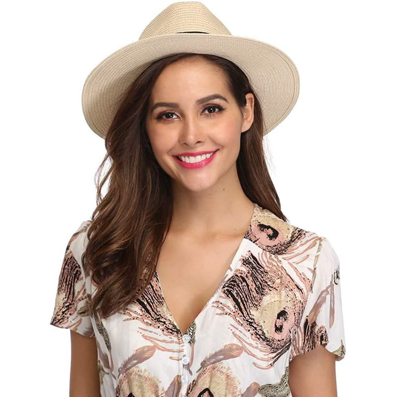 Women Wide Brim Straw Panama Roll up Hat Women's Shoes & Accessories - DailySale