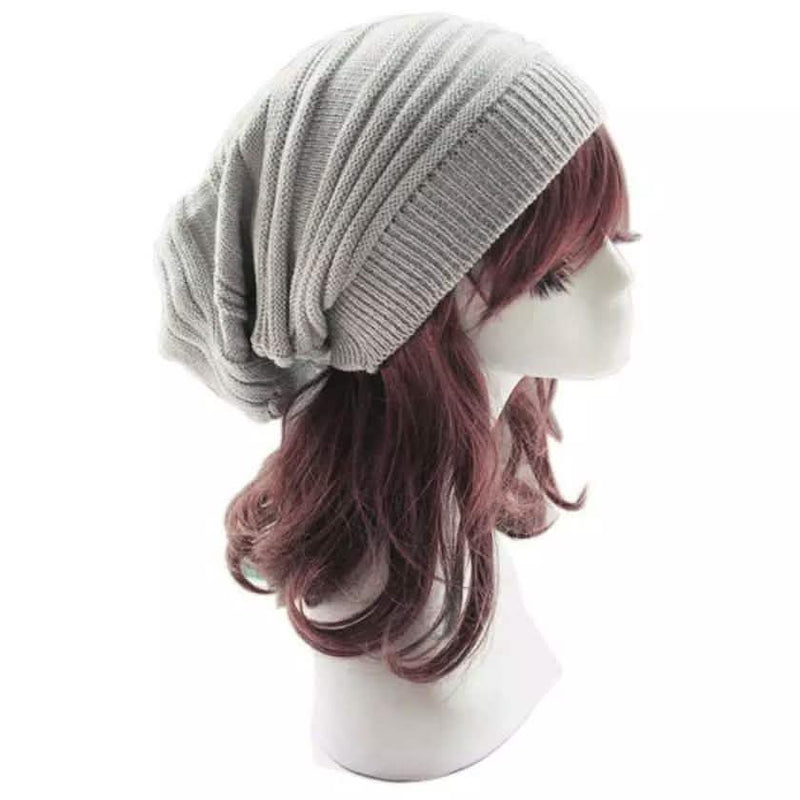Women Winter Baggy Beanie Oversized Knitted Crochet Ski Hat Slouch Cap Women's Shoes & Accessories Gray/White - DailySale