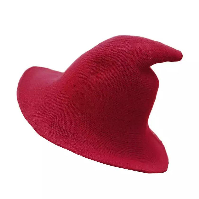 Women Winter Warm Knitted Wool Witch Hat Cap Women's Shoes & Accessories Wine Red - DailySale