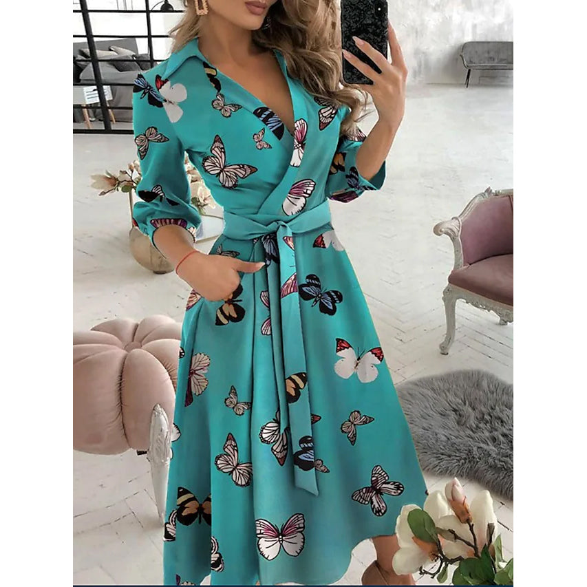 Women's A Line Dress Women's Dresses Butterfly Print S - DailySale