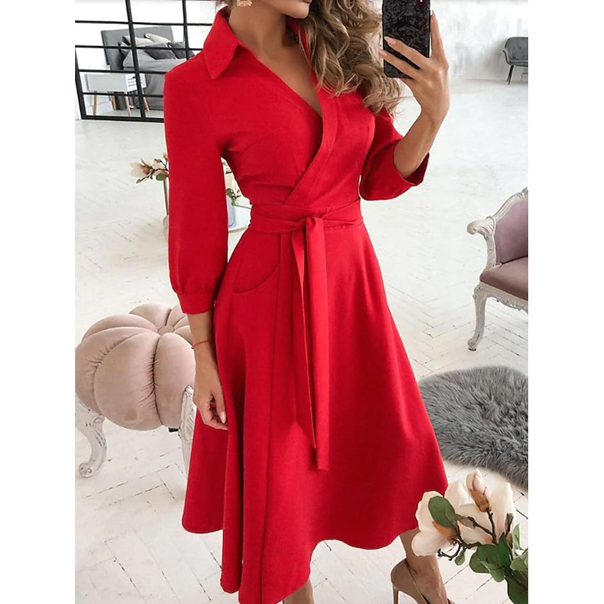 Women's A Line Dress Women's Dresses Red S - DailySale