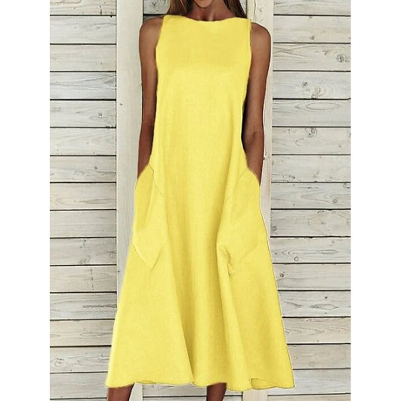 Women's A-Line Dress Women's Dresses Yellow S - DailySale
