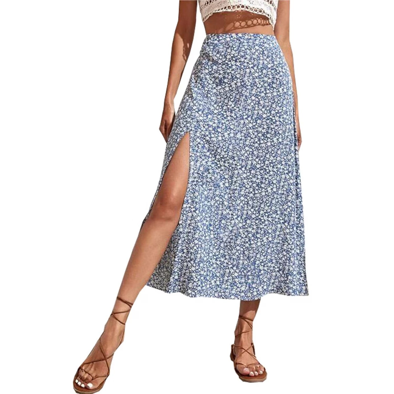 Women's A Line Long Skirt Women's Bottoms Light Blue S - DailySale