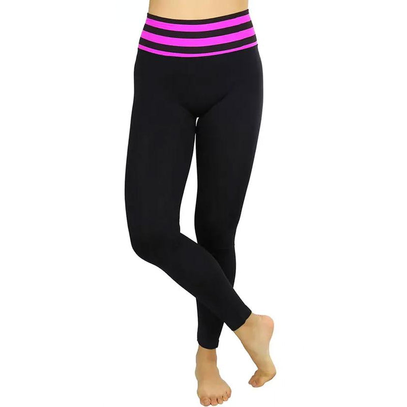 Women's Active Seamless Leggings with High Striped Waistband Women's Clothing Purple - DailySale