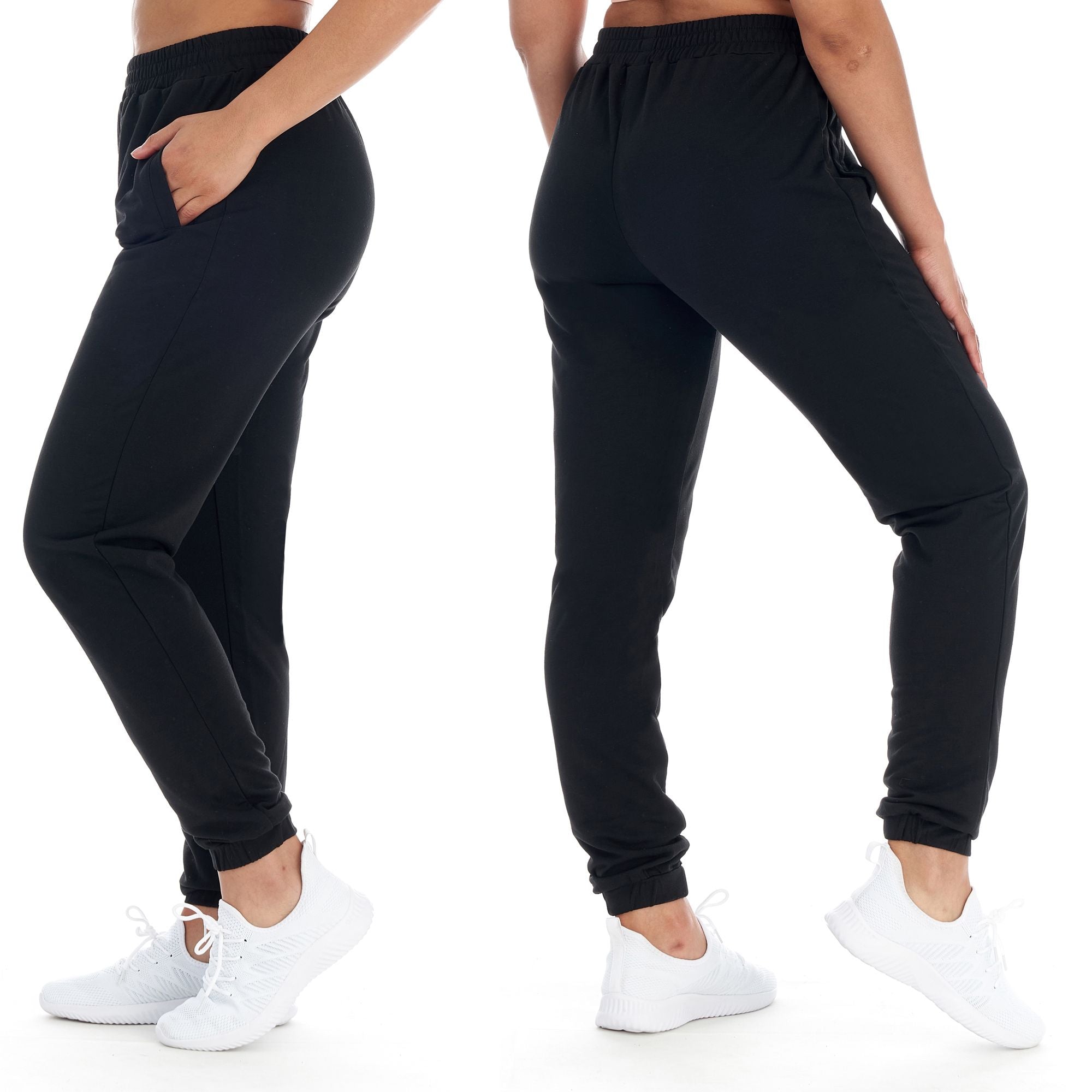 Women's Athleisure French Terry Fleece Jogger Sweatpants Women's Bottoms Black S - DailySale