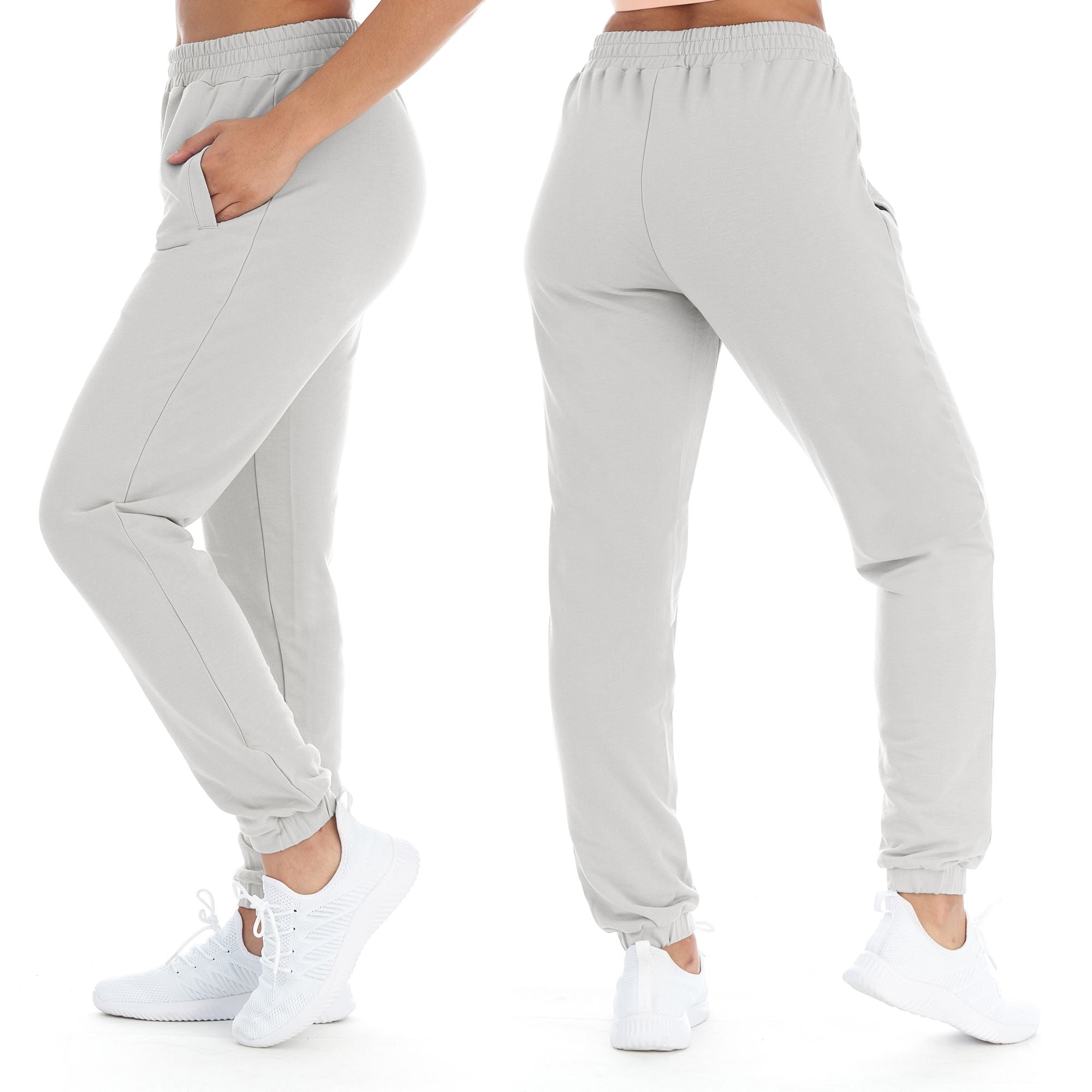 Women's Athleisure French Terry Fleece Jogger Sweatpants Women's Bottoms Gray S - DailySale