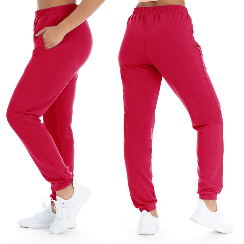 Women's Athleisure French Terry Fleece Jogger Sweatpants Women's Bottoms Red S - DailySale