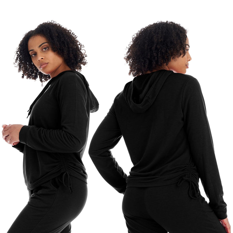 Women's Athleisure French Terry Fleece Pullover Hoodie Sweatshirt Women's Outerwear Black S - DailySale