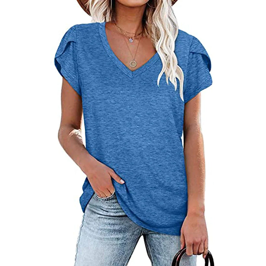 Women's Athleisure T-Shirt V-Neck Top Women's Tops Blue S - DailySale